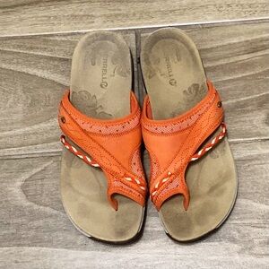Merrell Terran Post II Women's Casual Sandal Sz 8 Coral Memory Foam Slip on